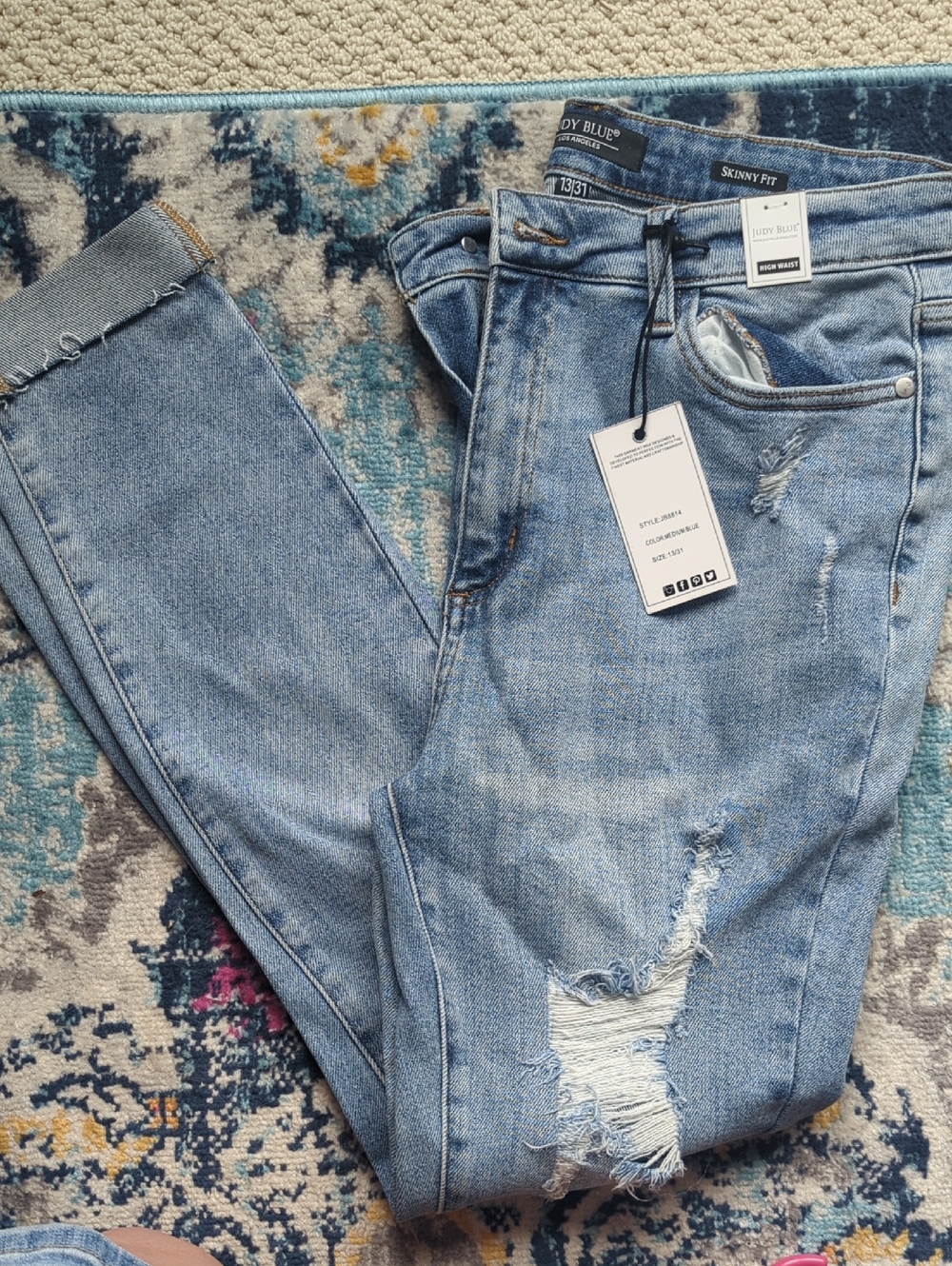 Judy Blue Light Blue Distressed Skinny Jeans